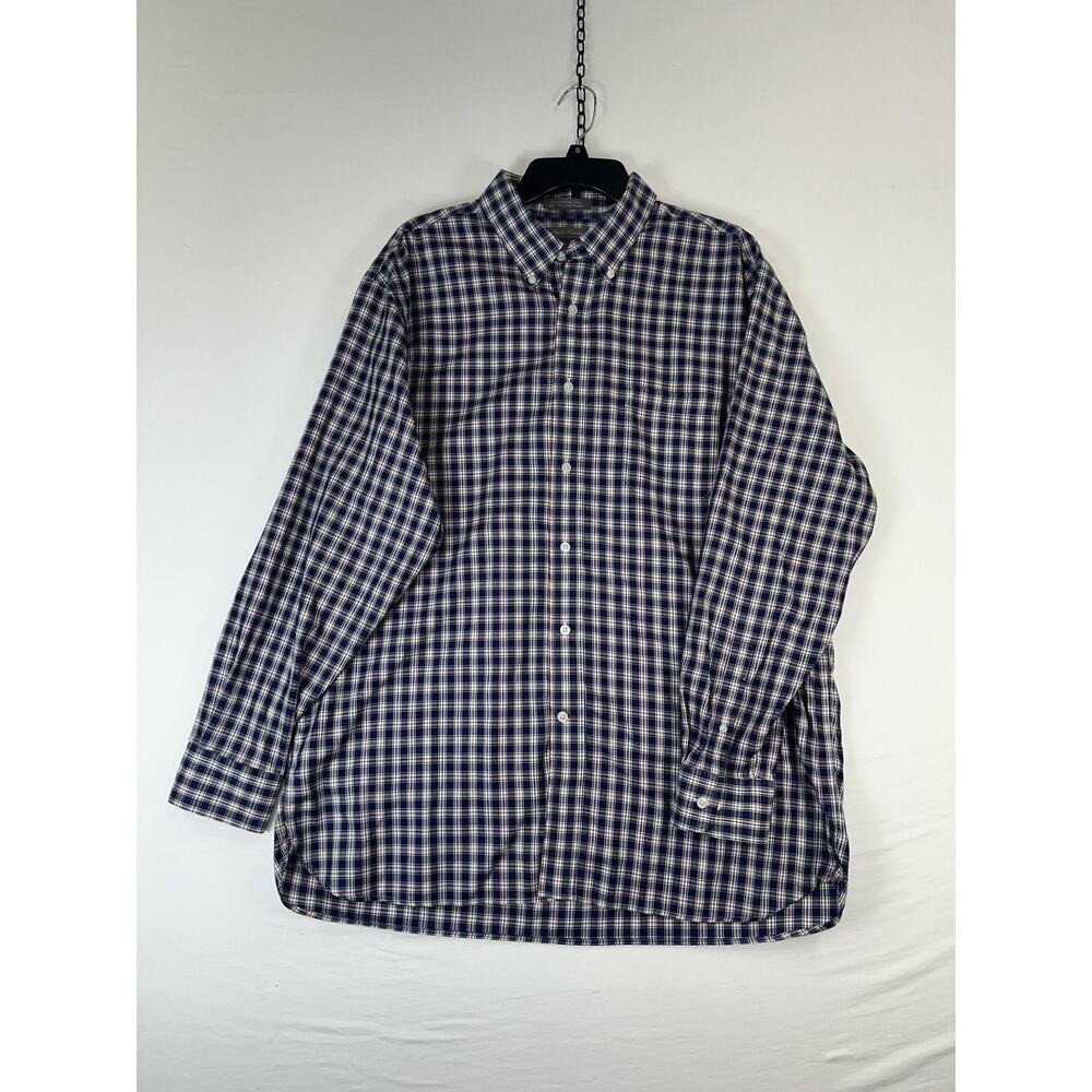 Arnold Brant Shirt Mens XL Blue Plaid Button Down Long Sleeve Non Iron Casual